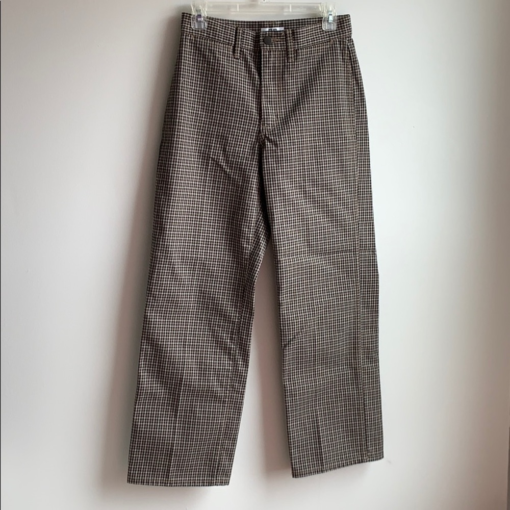 Uniqlo Brown Plaid High Waisted Pants